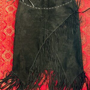 Scully Suede Leather Black Western Skirt